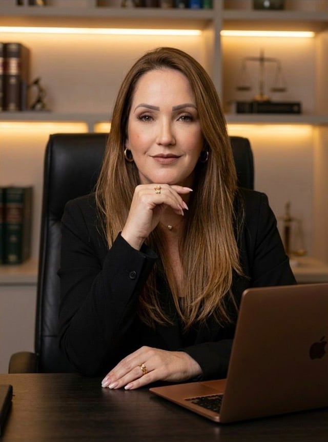 Dra. Elizandra Freitas Neves em seu escritório de advocacia em Goiânia
